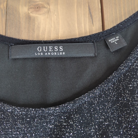 Guess Black Sparkly Peplum Sleeveless Dressy Top - Picture 2 of 12
